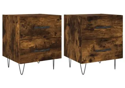Noptiere, 2 buc., stejar fumuriu, 40x35x47,5 cm, lemn compozit - 2/5