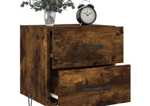 Noptiere, 2 buc., stejar fumuriu, 40x35x47,5 cm, lemn compozit - 3/5