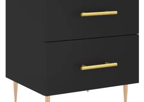 Noptieră, negru, 40x35x47,5 cm, lemn compozit - 2/5