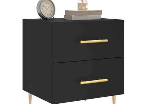 Noptieră, negru, 40x35x47,5 cm, lemn compozit - 3/5