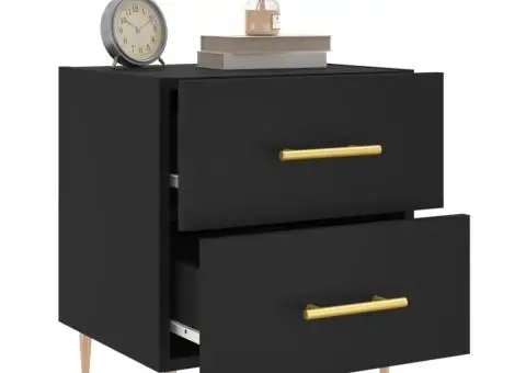 Noptieră, negru, 40x35x47,5 cm, lemn compozit - 4/5