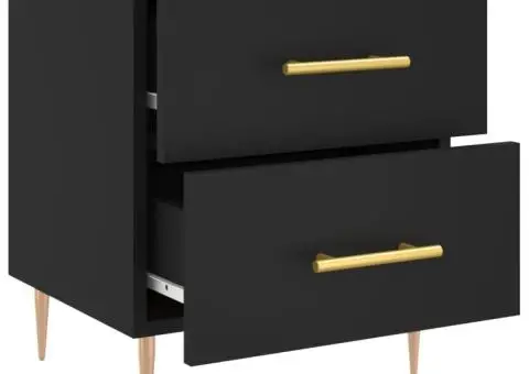 Noptieră, negru, 40x35x47,5 cm, lemn compozit - 5/5