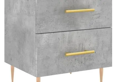 Noptieră, gri beton, 40x35x47,5 cm, lemn compozit - 2/5