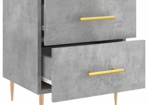 Noptieră, gri beton, 40x35x47,5 cm, lemn compozit - 5/5