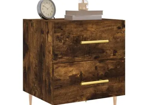 Noptieră, stejar fumuriu, 40x35x47,5 cm, lemn compozit - 3/5