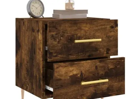 Noptieră, stejar fumuriu, 40x35x47,5 cm, lemn compozit - 4/5