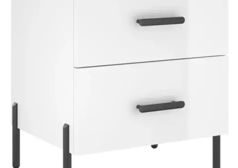 Noptiere, 2 buc., alb extralucios, 40x35x47,5 cm, lemn compozit - 5/5