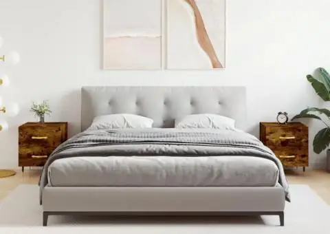 Noptiere, 2 buc., stejar fumuriu, 40x35x47,5 cm, lemn compozit - 1/5