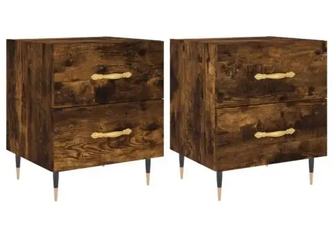 Noptiere, 2 buc., stejar fumuriu, 40x35x47,5 cm, lemn compozit - 2/5