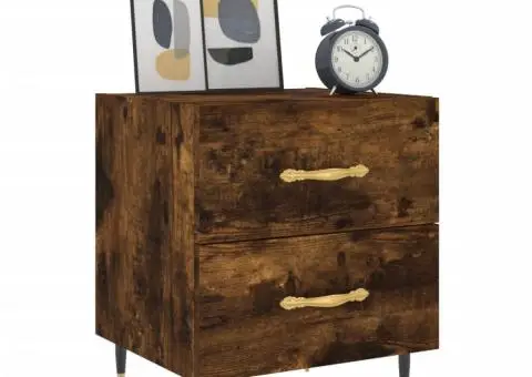 Noptiere, 2 buc., stejar fumuriu, 40x35x47,5 cm, lemn compozit - 3/5