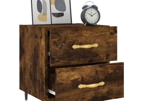 Noptiere, 2 buc., stejar fumuriu, 40x35x47,5 cm, lemn compozit - 4/5