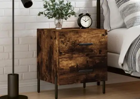 Noptieră, stejar fumuriu, 40x35x47,5 cm, lemn compozit - 1/5