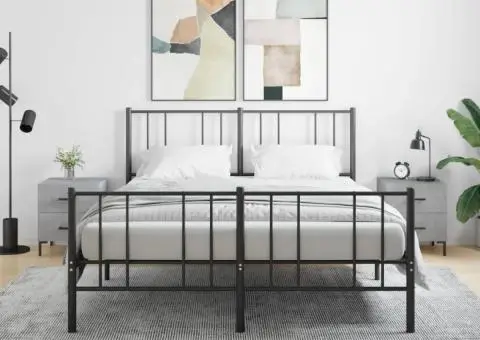 Noptiere, 2 buc., gri beton, 40x35x47,5 cm, lemn compozit - 1/5