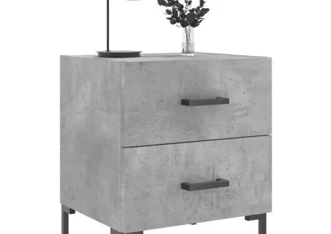 Noptiere, 2 buc., gri beton, 40x35x47,5 cm, lemn compozit - 3/5