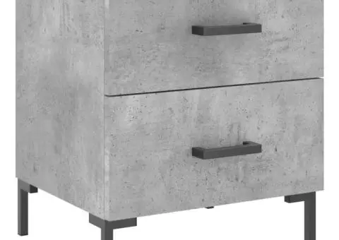 Noptiere, 2 buc., gri beton, 40x35x47,5 cm, lemn compozit - 5/5
