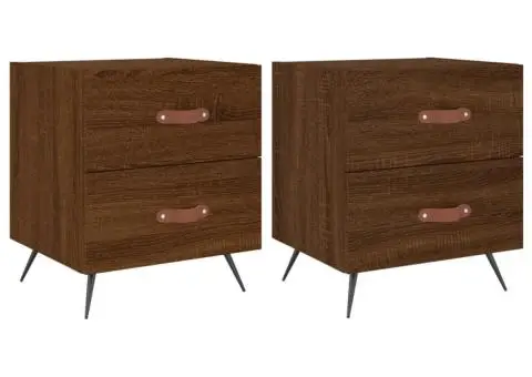Noptiere, 2 buc., stejar maro, 40x35x47,5 cm, lemn compozit - 2/5