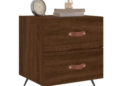 Noptiere, 2 buc., stejar maro, 40x35x47,5 cm, lemn compozit - 4/5