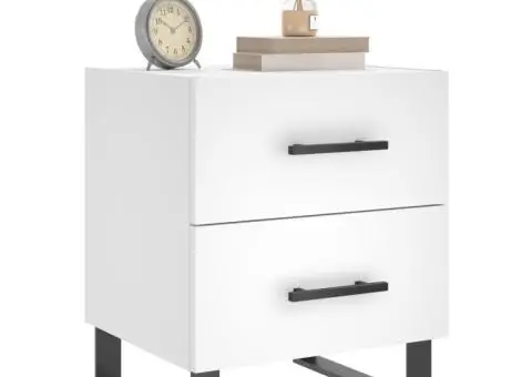 Noptiere, 2 buc., alb, 40x35x47,5 cm, lemn compozit - 3/5