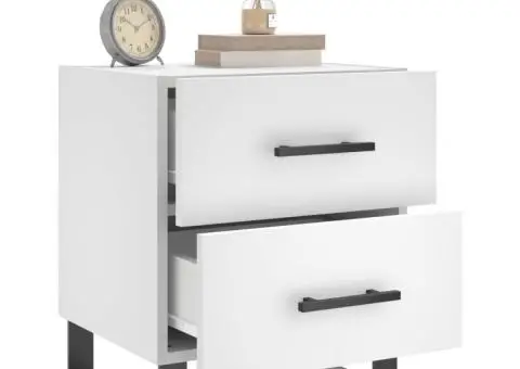 Noptiere, 2 buc., alb, 40x35x47,5 cm, lemn compozit - 4/5