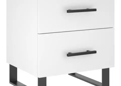 Noptiere, 2 buc., alb, 40x35x47,5 cm, lemn compozit - 5/5