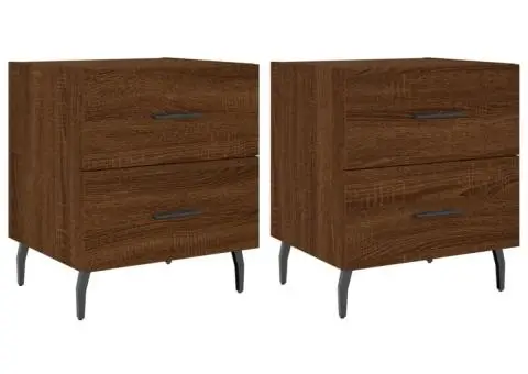 Noptiere, 2 buc., stejar maro, 40x35x47,5 cm, lemn compozit - 2/5