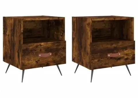 Noptiere, 2 buc., stejar fumuriu, 40x35x47,5 cm, lemn compozit - 2/5
