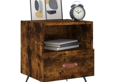 Noptiere, 2 buc., stejar fumuriu, 40x35x47,5 cm, lemn compozit - 3/5