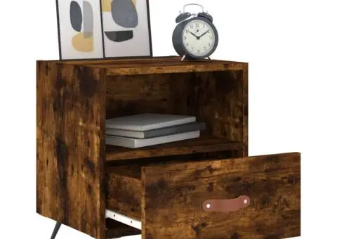 Noptiere, 2 buc., stejar fumuriu, 40x35x47,5 cm, lemn compozit - 4/5