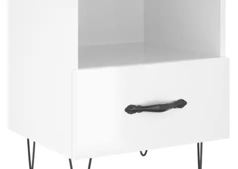 Noptieră, alb extralucios, 40x35x47,5 cm, lemn compozit - 2/5