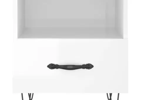 Noptieră, alb extralucios, 40x35x47,5 cm, lemn compozit - 4/5