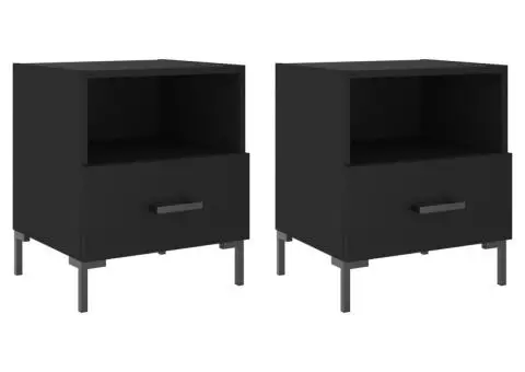 Noptiere, 2 buc., negru, 40x35x47,5 cm, lemn compozit - 2/5