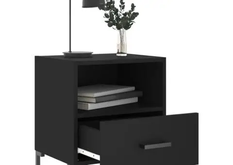 Noptiere, 2 buc., negru, 40x35x47,5 cm, lemn compozit - 3/5