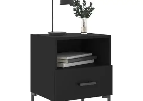 Noptiere, 2 buc., negru, 40x35x47,5 cm, lemn compozit - 4/5