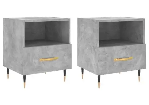 Noptiere, 2 buc., gri beton, 40x35x47,5 cm, lemn compozit - 2/5