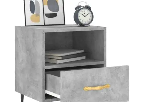 Noptiere, 2 buc., gri beton, 40x35x47,5 cm, lemn compozit - 4/5