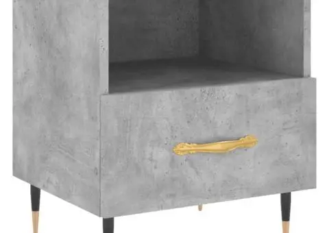 Noptiere, 2 buc., gri beton, 40x35x47,5 cm, lemn compozit - 5/5