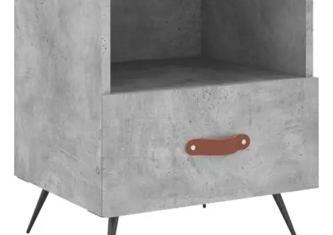 Noptiere, 2 buc., gri beton, 40x35x47,5 cm, lemn compozit - 5/5