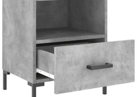 Noptiere, 2 buc., gri beton, 40x35x47,5 cm, lemn compozit - 5/5