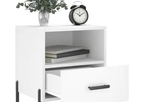 Noptiere, 2 buc., alb, 40x35x47,5 cm, lemn compozit - 3/5