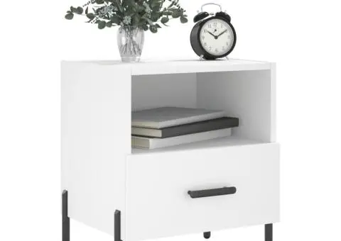 Noptiere, 2 buc., alb, 40x35x47,5 cm, lemn compozit - 4/5