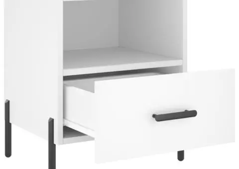 Noptiere, 2 buc., alb, 40x35x47,5 cm, lemn compozit - 5/5