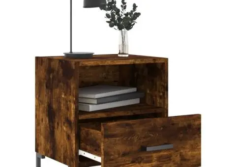 Noptiere, 2 buc., stejar fumuriu, 40x35x47,5 cm, lemn compozit - 3/5