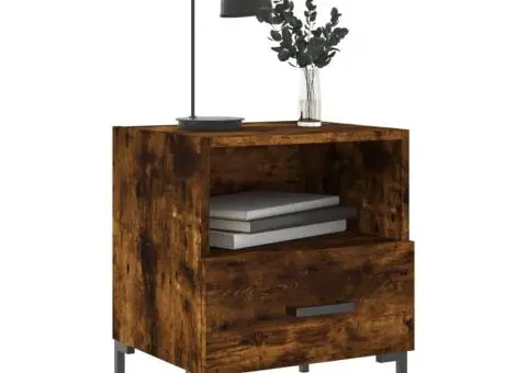 Noptiere, 2 buc., stejar fumuriu, 40x35x47,5 cm, lemn compozit - 4/5