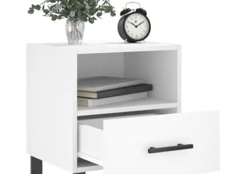 Noptiere, 2 buc., alb, 40x35x47,5 cm, lemn compozit - 3/5