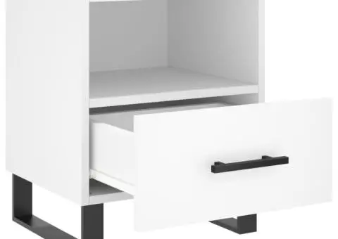 Noptiere, 2 buc., alb, 40x35x47,5 cm, lemn compozit - 5/5