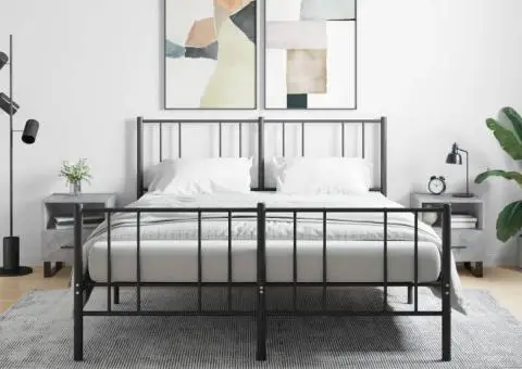 Noptiere, 2 buc., gri beton, 40x35x47,5 cm, lemn compozit - 1/5