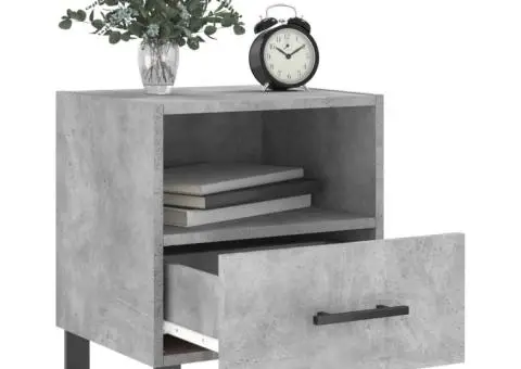 Noptiere, 2 buc., gri beton, 40x35x47,5 cm, lemn compozit - 3/5