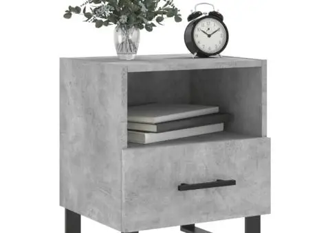 Noptiere, 2 buc., gri beton, 40x35x47,5 cm, lemn compozit - 4/5