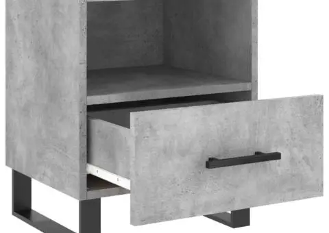 Noptiere, 2 buc., gri beton, 40x35x47,5 cm, lemn compozit - 5/5