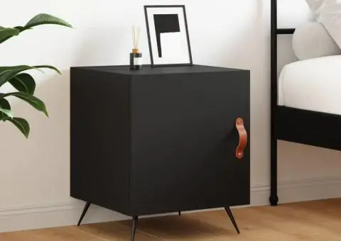 Noptieră, negru, 40x40x50 cm, lemn compozit - 1/5